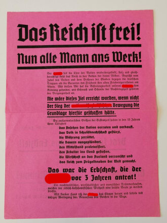 Flugblatt des Gaupropagandaamt der NSDAP, DIN A4