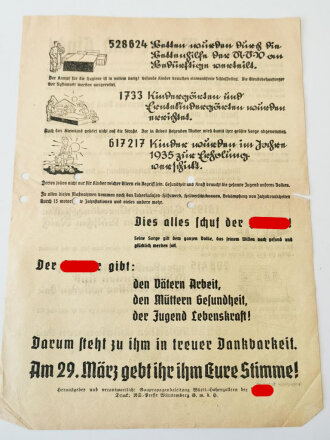 Flugblatt der Gaupropagandaleitung Württb. Hohenzollern der NSDAP, gelocht