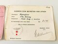 "Ausweis zum Betreten von Athen" sowie " Dauerausweis" ausgestellt für einen Unteroffizier einer Bäckerei Kompanie