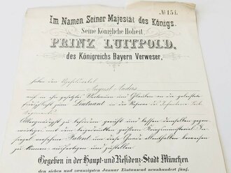 Bayern, Patent für einen Leutnant in der Reserve des...