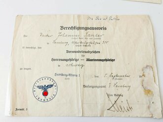 Urkundengruppe eines Frontkämpfers im 1.Weltkriegs, unter anderem zum "Kriegsehrenkreuz mit Schwertern" des Ehrenbund Deutscher Weltkriegsteilnehmer von 1931. Alle Urkunden in eher schlechtem Zustand