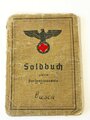 Soldbuch, Erkennungsmarke und Wehrmacht Fahrlehrerschein eines Angehörigen Artillerie Regiment ( m ) 73. Soldbuchhülle HK übermalt, komplett, eingetragen Schutzwall, EKII, Panzerkampf Silber, VWA schwarz, Ostmedaille, Kraftfahrbewährungsabzeichen bronze