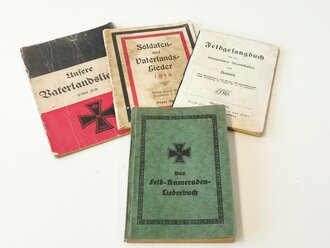 1. Weltkrieg, 4 Liederbücher, diese zum Teil defekt