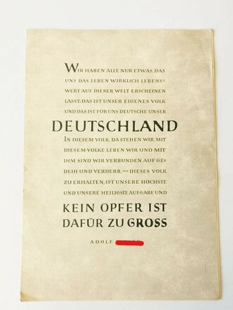 "Den Müttern und Frauen unserer Gefallenen zum Muttertag 1944" Faltblatt A4