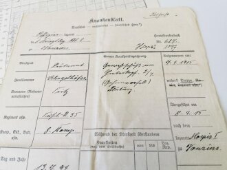 1.Weltkrieg, Krankenakte eines 1915 verwundeten Leutnant, diverse Papiere und Fotos