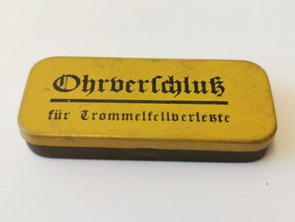 "Ohrverschluss für Trommelfellverletzte" mit Inhalt.