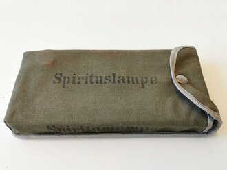 Spirituslampe in Hülle, gehört so in den Kasten Truppenbesteck