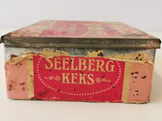 Leere Blechdose " Seelberg Keks" mit zusätzlicher Banderole " Spezial Feldpostpackung" 18 x 13,5 x 6,5cm