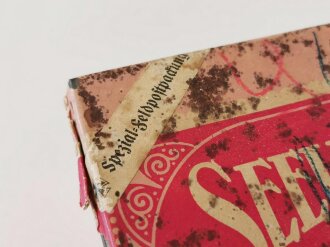 Leere Blechdose " Seelberg Keks" mit zusätzlicher Banderole " Spezial Feldpostpackung" 18 x 13,5 x 6,5cm