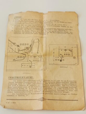 Kurzwellenvorsatzgerät "KWV 104" für Volksempfänger VE 301 Dyn, mit Beschreibung in der desolaten, originalen Umverpackung