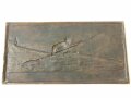 Bronzeplakette  "Dem Sieger im Anfänger Zweier Kreismeisterschafts Langstrechen Regatta Albert Leo Schlageter zum Gedächtis , Düsseldorf 18.6.1933" Maße 9 x 18cm