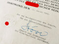 Polizei III.Reich, 2 großformatige Ernennungsurkunden für einen Angehörigen der Schutzpolizei, jeweils eigenhändige Unterschrift des Oberst und Kommandeur der Schutzpolizei Dortmund Stöwe