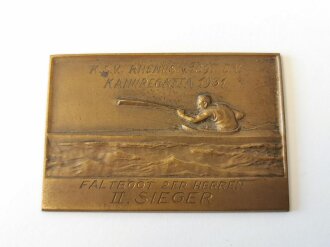 Siegerplakette "KSV Rhenus 1987 e.V. Kanuregatta 1931, Faltboot der Herren II.Sieger" Maße 4 x 6cm