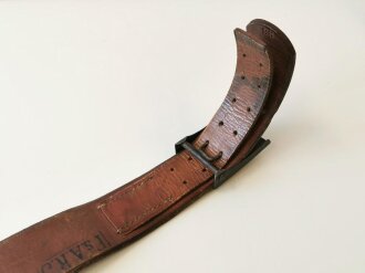 1.Weltkrieg Bayern, feldgraues Eisenkoppel an passendem Riemen, dieser ist ein Kammerstück von 1915 oder 16