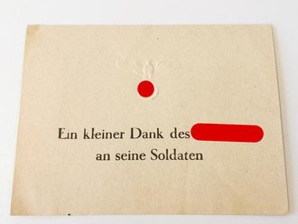 Karte zum Führergeschenk ( oft in Soldbüchern eingetragen, Zusatzration.) Diese Karte im Postkartenformat lag dem Geschenk bei