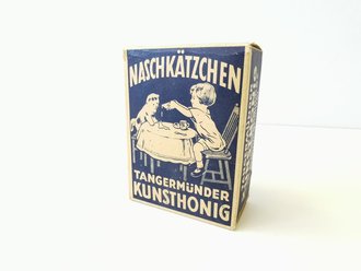 Leere Pappverpackung "Naschkätzchen Tangermünder Kunsthonig"