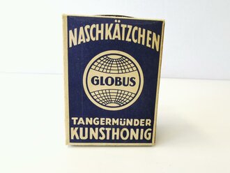 Leere Pappverpackung "Naschkätzchen Tangermünder Kunsthonig"