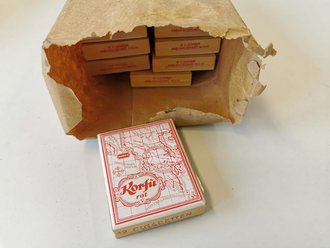 Schachtel Zigaretten "Korfu" ungeöffnet , Steuerbanderole mit Hakenkreuz, aus der originalen Umverpackung