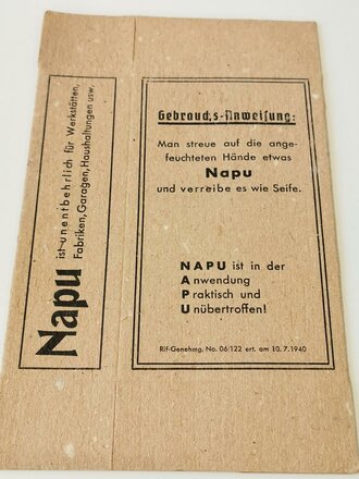 Verpackung "Napu" Handwaschmittel 1940, Neuwertig