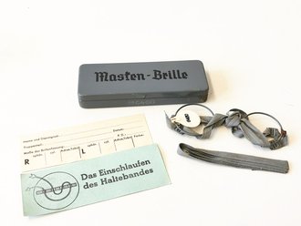 Maskenbrille Wehrmacht, Kompletter Satz in Dose, nicht ausgegeben aus altem Bestand