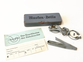 Maskenbrille Wehrmacht, Kompletter Satz in Dose, nicht ausgegeben aus altem Bestand