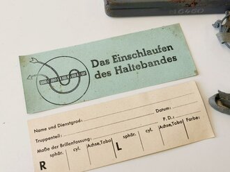 Maskenbrille Wehrmacht, Kompletter Satz in Dose, nicht ausgegeben aus altem Bestand