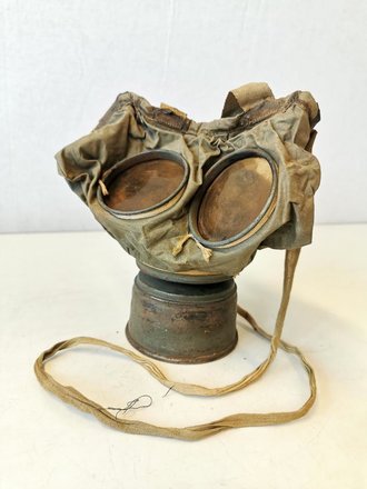 1.Weltkrieg, Gasmaske in der frühen Ausführung, Maskenkörper angetrocknet