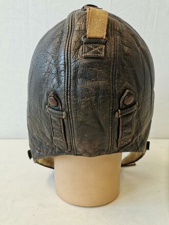 Luftwaffe Lederkopfhaube mit Reichsbetriebsnummer in gutem Zustand