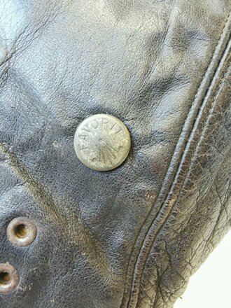 Luftwaffe Lederkopfhaube mit Reichsbetriebsnummer in gutem Zustand