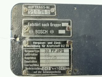 Abdeckblech für Vergaser 32 FF JP II. Das Blech neuzeitlich lackiert. Wehrmacht ?