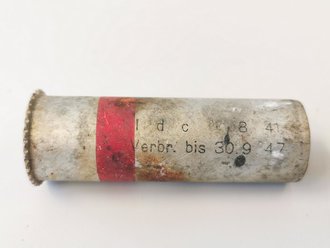 Abgeschossene Aluminiumhülse für die Signalpatrone "Einzelstern Rot" der Wehrmacht