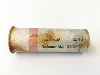 Abgeschossene Aluminiumhülse für die Signalpatrone "Einzelstern Rot" der Wehrmacht