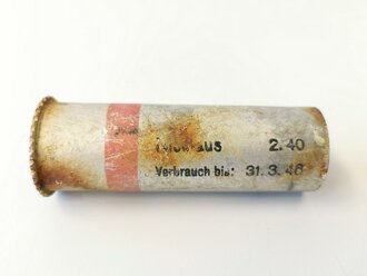 Abgeschossene Aluminiumhülse für die Signalpatrone "Einzelstern Rot" der Wehrmacht