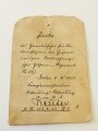 Preußen, Anhängekarte der Bekleidungsabtheilung des Kriegsministeriums datiert 1903 für eine " Probe des Haarbusches für Unteroffiziere"
