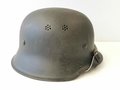 Feuerwehr Stahlhelm III.Reich. Schwarzer Originallack, guter Zustand, zusammengehörig, hatte nie ein Abzeichen