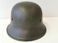 Feuerwehr Stahlhelm III.Reich. Schwarzer Originallack, guter Zustand, zusammengehörig, hatte nie ein Abzeichen