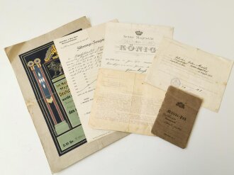 1.Weltkrieg Bayern, Gruppe Urkunden und Militärpaß eines...