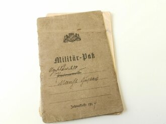 1.Weltkrieg Bayern, Gruppe Urkunden und Militärpaß eines Trägers des Eisernen Kreuzes 1.Klasse 1914.