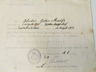 1.Weltkrieg Bayern, Gruppe Urkunden und...