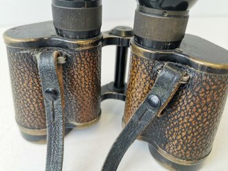 Dienstglas 6 x 30 Wehrmacht, Hersteller Carl Zeiss Jena, frühes Stück mit Messingkorpus, klare Durchsicht, deutliche Strichplatte