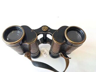 Dienstglas 6 x 30 Wehrmacht, Hersteller Carl Zeiss Jena, frühes Stück mit Messingkorpus, klare Durchsicht, deutliche Strichplatte