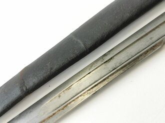 Preußen, Hirschfänger M 1865/ 71  für die Jägerbüchse. Hersteller  P.D. Lüneschloss Solingen, Kammerstück mit 5 Nieten von 1870.  Parierstangenring ausgebuchst für die Jägerbüchse M 1871.