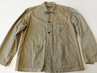 USMC Pattern 41 HBT field jacket. Used, larger damage on...