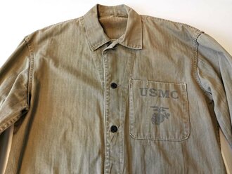 USMC Pattern 41 HBT field jacket. Used, larger damage on shoulder