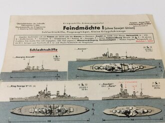 Luftwaffe, Kriegsschiffs Erkennungstafel "Feindmächte I " vom August 1943