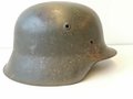 Heer, Stahlhelm M42 . Originallack, Futter und Kinnriemen dabei, es fehlen die Nieten