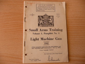British 1942 dated,  Light machine gun  Pamphlet