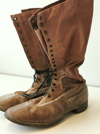 Paar Tropenstiefel für Angehörige der Kriegsmarine, getragenes Paar in gutem Zustand, ungereinigt