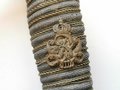 Preußen, Infanterie Offiziers Degen M 1889 mit minimal verbogenem Klappgefäß, die Scheide alt überlackiert, die Klinge gekürzt