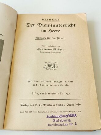 Der Dienstunterricht im Heere, Ausgabe für den Pionier 1938/39. Gebraucht, komplett